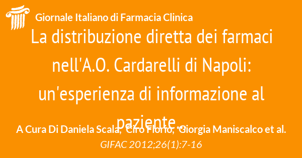 La distribuzione diretta dei farmaci nell A.O. Cardarelli di